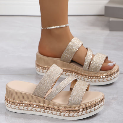 Luna | Glitter Multi-Strap Platform Sandals
