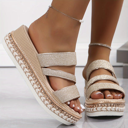 Luna | Glitter Multi-Strap Platform Sandals