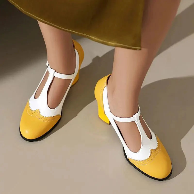 Lila | Chic Block Heel T-Strap Mary Janes