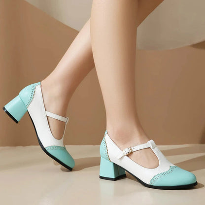Lila | Chic Block Heel T-Strap Mary Janes