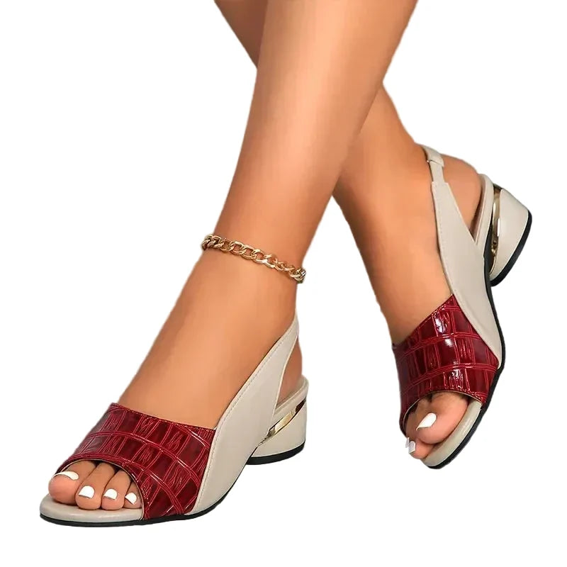 Sophie | Croc-Embossed Open-Toe Slingback Wedge Heels