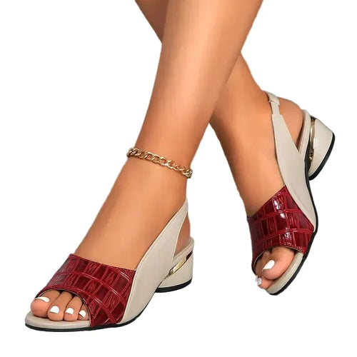 Sophie | Croc-Embossed Open-Toe Slingback Wedge Heels