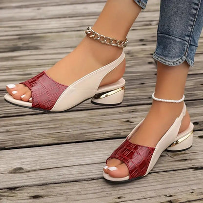 Sophie | Croc-Embossed Open-Toe Slingback Wedge Heels