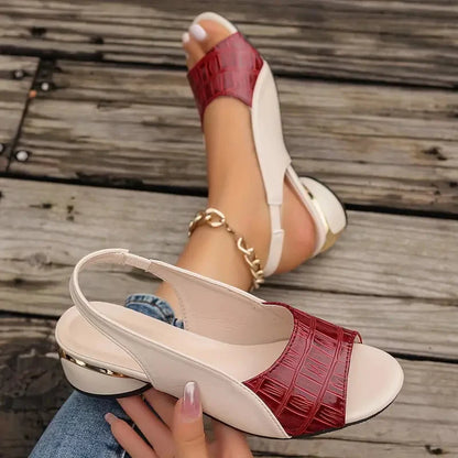 Sophie | Croc-Embossed Open-Toe Slingback Wedge Heels