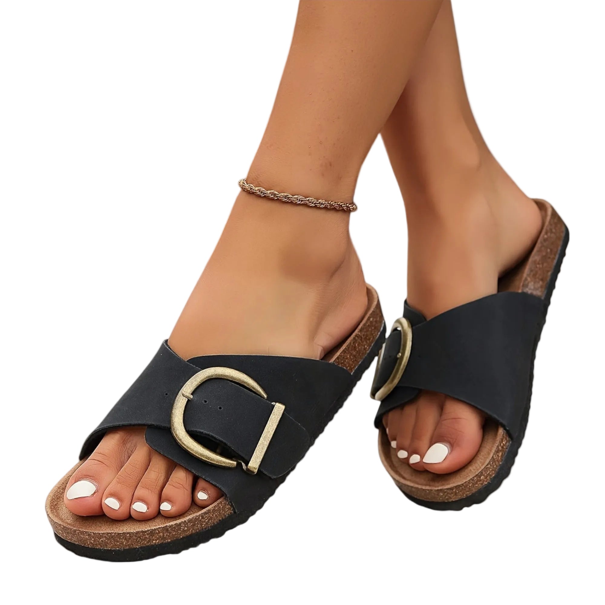 Lila | Chic Open-Toe Slide Sandals with Square Buckle