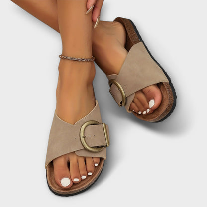 Lila | Chic Open-Toe Slide Sandals with Square Buckle