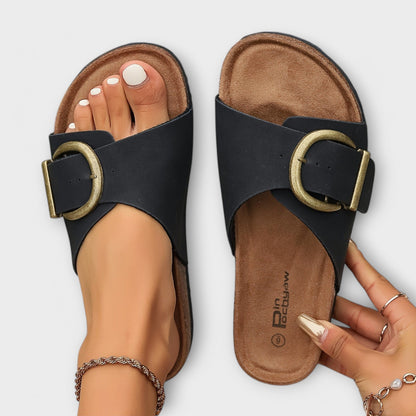 Lila | Chic Open-Toe Slide Sandals with Square Buckle