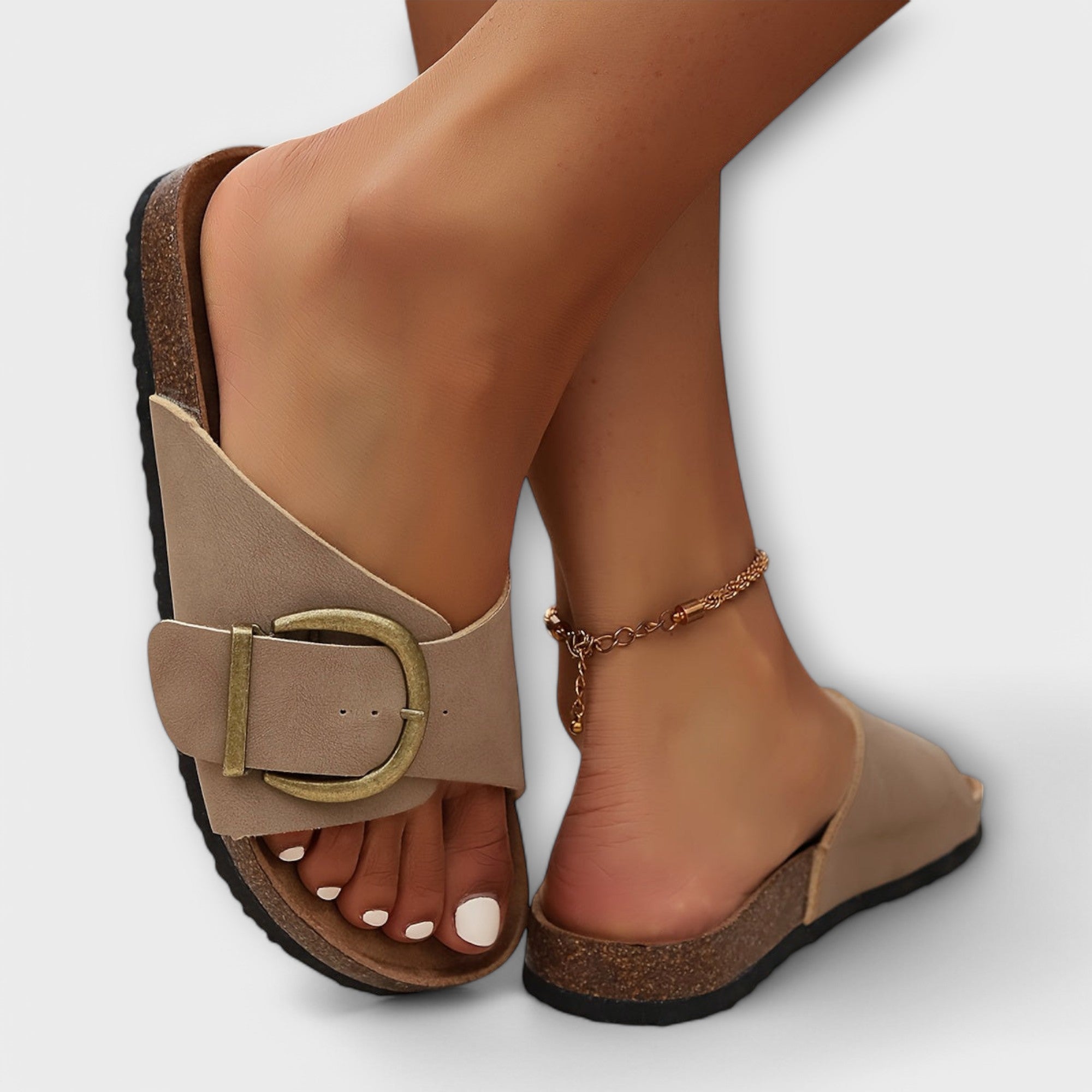 Lila | Chic Open-Toe Slide Sandals with Square Buckle