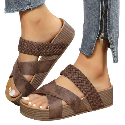 Lila | Braided Heel Open-Toe Wedge Sandals