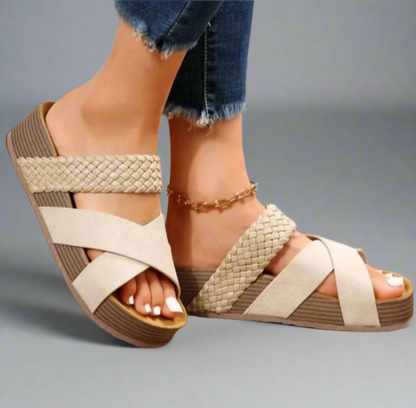 Lila | Braided Heel Open-Toe Wedge Sandals