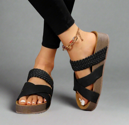 Lila | Braided Heel Open-Toe Wedge Sandals