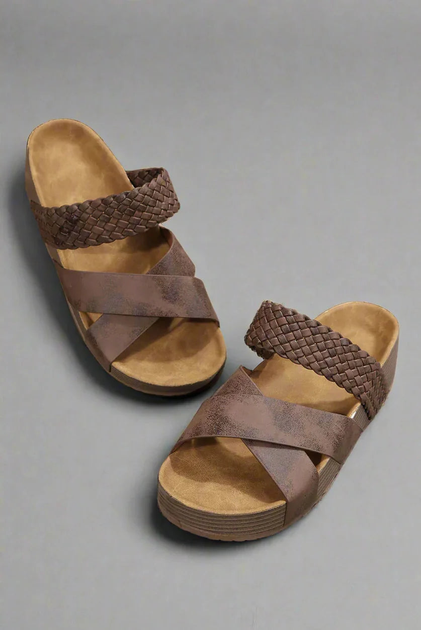 Lila | Braided Heel Open-Toe Wedge Sandals