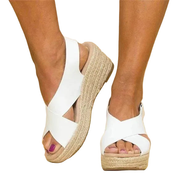 Sophie | Cross Strap Open-Toe Wedge Sandals
