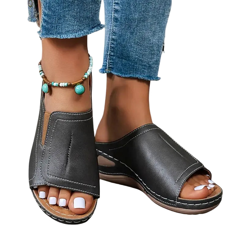 Lena | Chic Open-Toe Wedge Slide Sandals