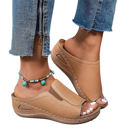 Lena | Chic Open-Toe Wedge Slide Sandals
