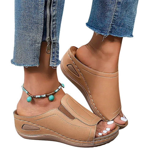 Lena | Chic Open-Toe Wedge Slide Sandals