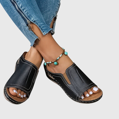 Lena | Chic Open-Toe Wedge Slide Sandals