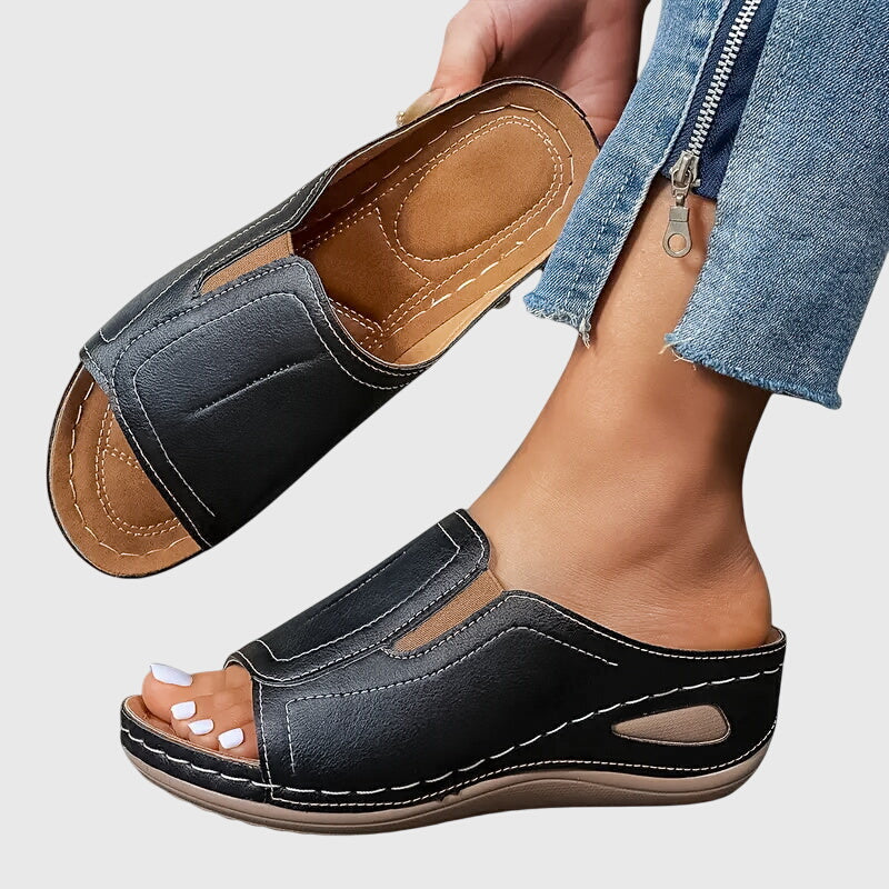 Lena | Chic Open-Toe Wedge Slide Sandals