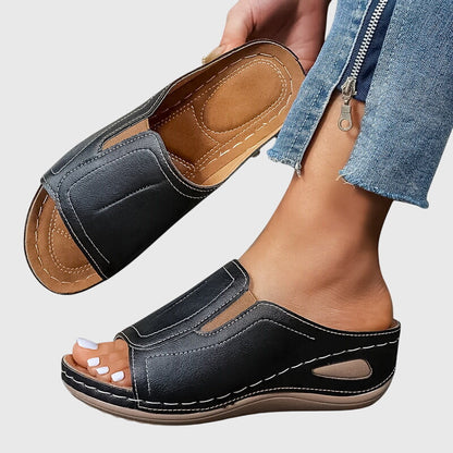 Lena | Chic Open-Toe Wedge Slide Sandals