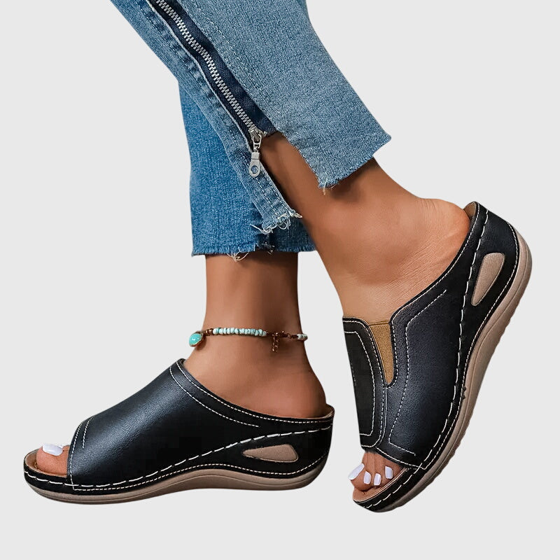 Lena | Chic Open-Toe Wedge Slide Sandals