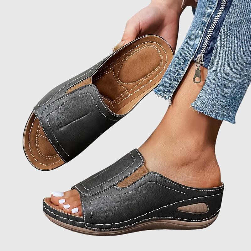 Lena | Chic Open-Toe Wedge Slide Sandals