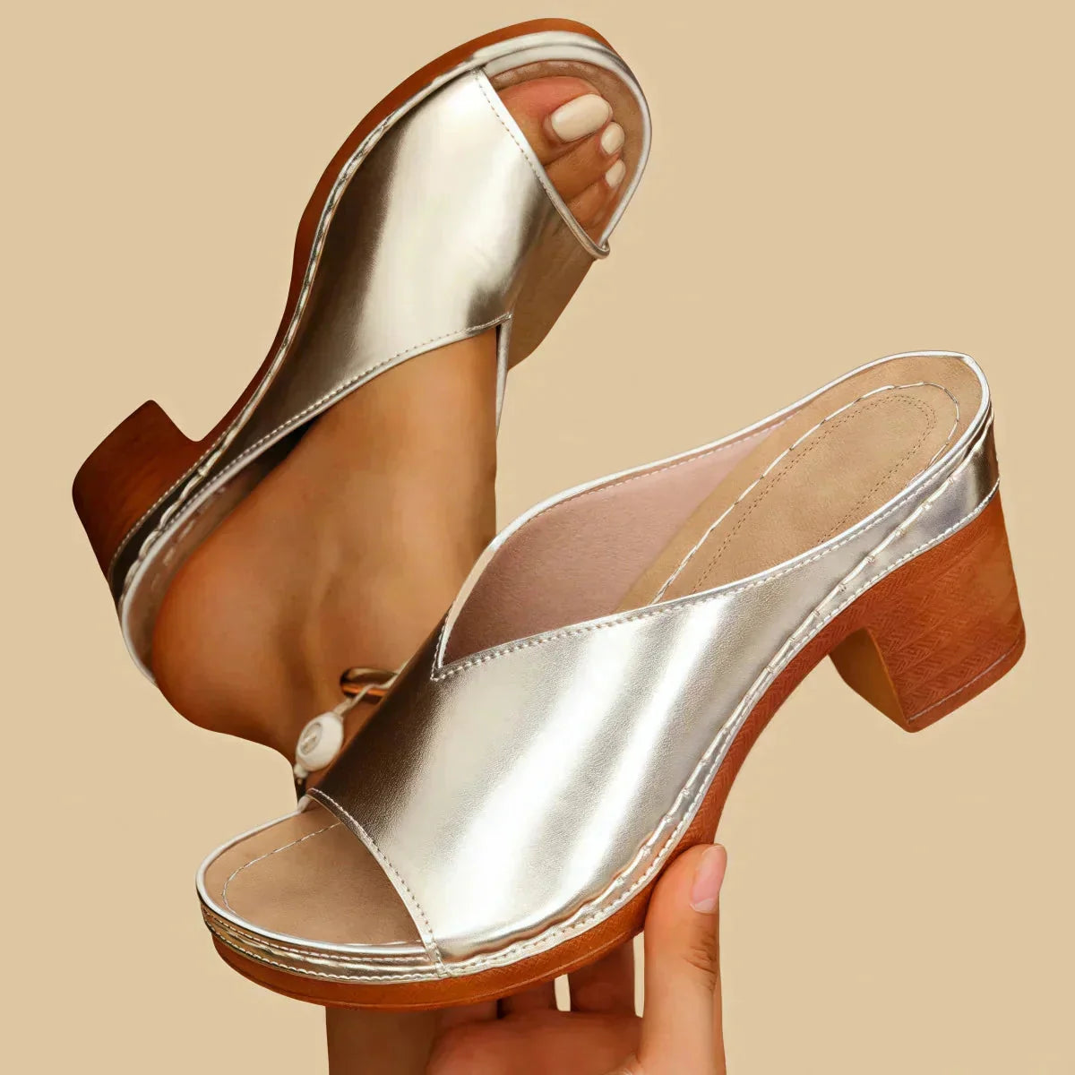Lila | Chic Orthopedic Slip-On Sandals with Block Heel