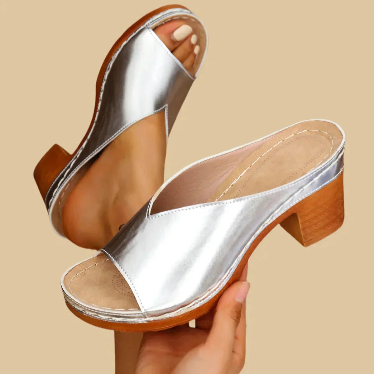 Lila | Chic Orthopedic Slip-On Sandals with Block Heel