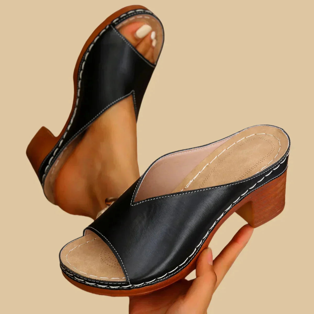 Lila | Chic Orthopedic Slip-On Sandals with Block Heel