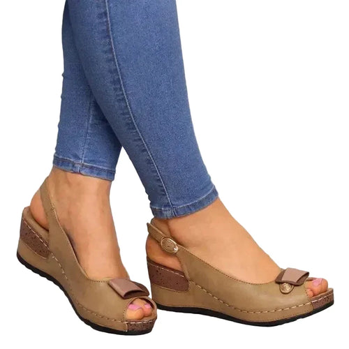 Lila | Elegant Peep-Toe Wedge Slingbacks