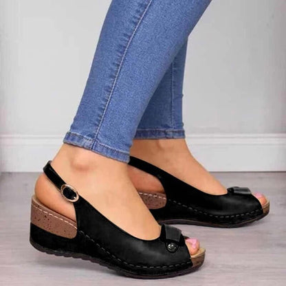 Lila | Elegant Peep-Toe Wedge Slingbacks