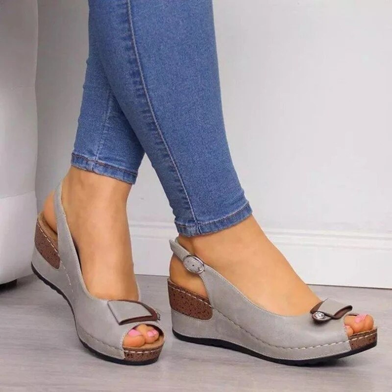 Lila | Elegant Peep-Toe Wedge Slingbacks