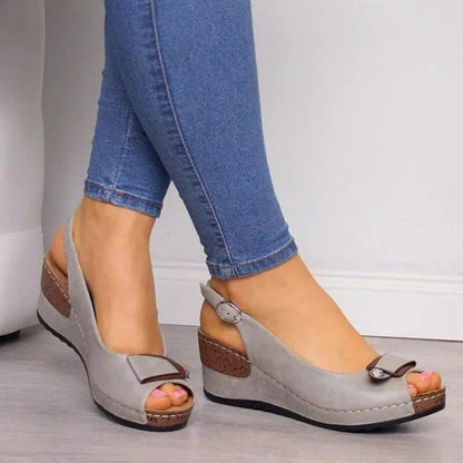 Lila | Elegant Peep-Toe Wedge Slingbacks