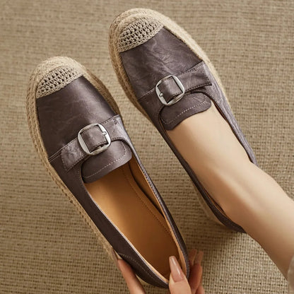 Vivienne | Braided Jute Platform Loafers with Capped Toe