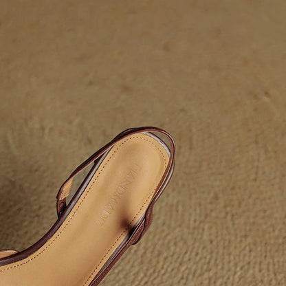 Lila | Pointed Toe Flared Block Heel Pumps with Twin Slingback Straps