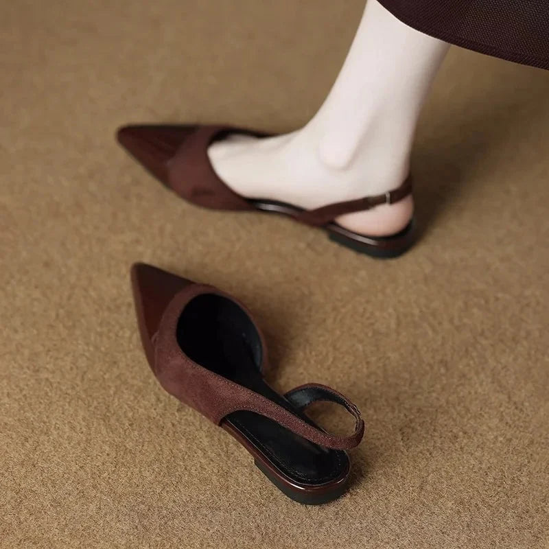 Lila | Pointed Toe Low Heel Slingback Pumps