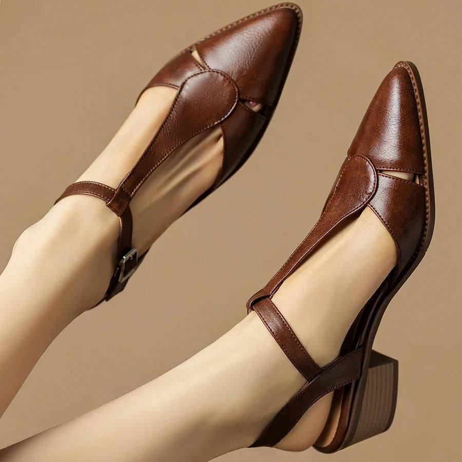 Lila | Pointed Toe Sculpted Block Heel Slingback