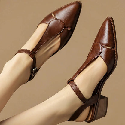 Lila | Pointed Toe Sculpted Block Heel Slingback