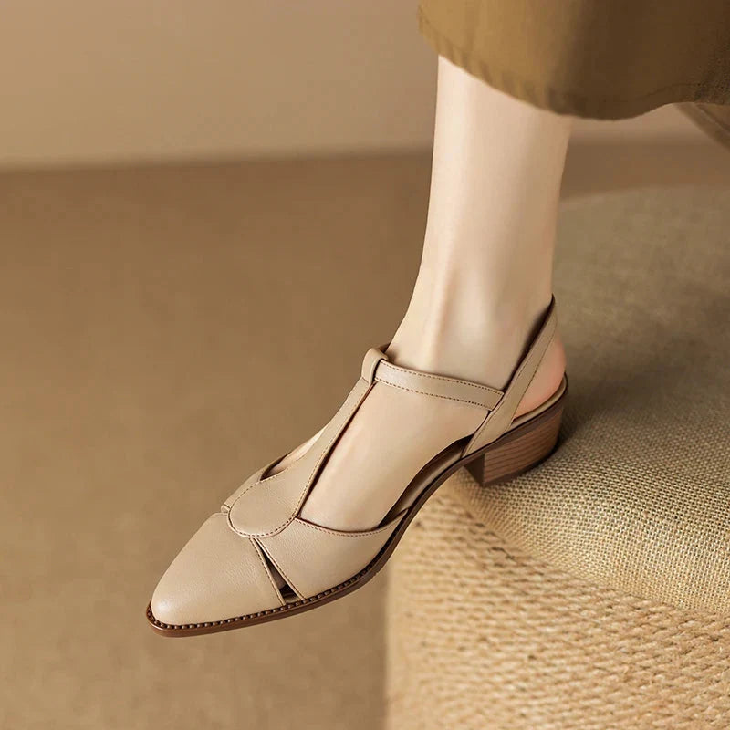 Lila | Pointed Toe Sculpted Block Heel Slingback