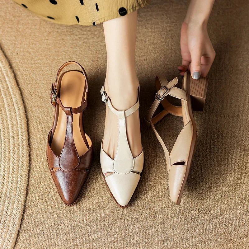 Lila | Pointed Toe Sculpted Block Heel Slingback