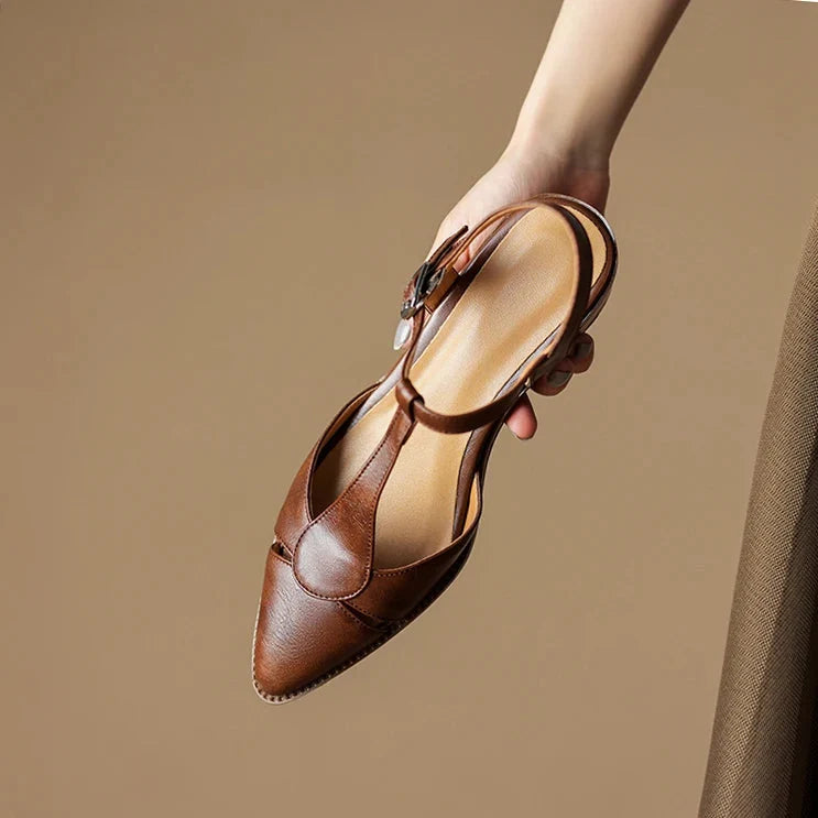 Lila | Pointed Toe Sculpted Block Heel Slingback