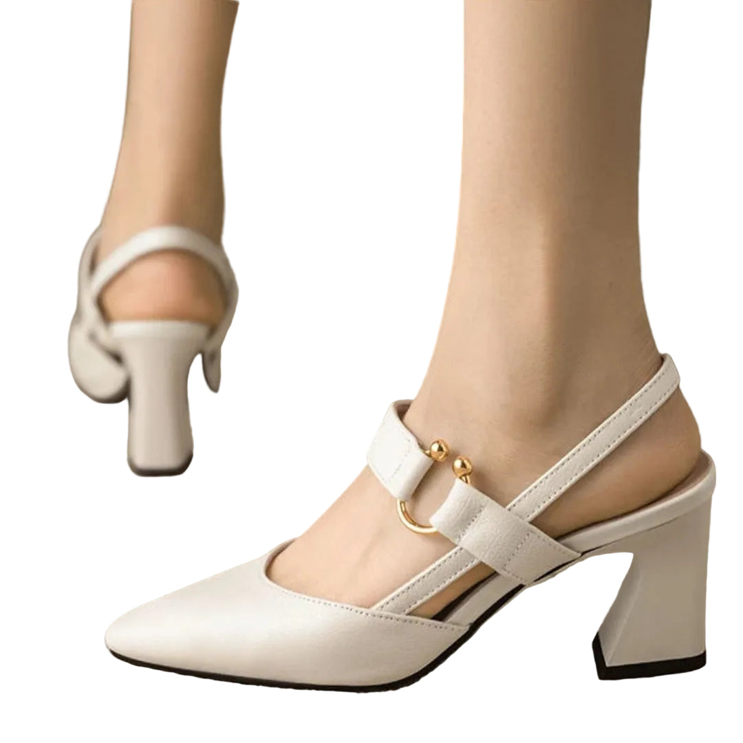 Vivienne | Pointed Toe Slingback Heels with Buckle Strap