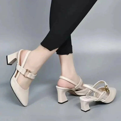 Vivienne | Pointed Toe Slingback Heels with Buckle Strap