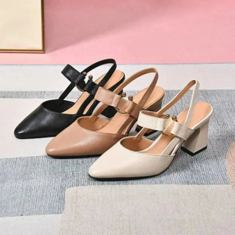 Vivienne | Pointed Toe Slingback Heels with Buckle Strap