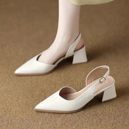 Lila | Elegant Pointed Toe Slingback Heels with Low Block Heel