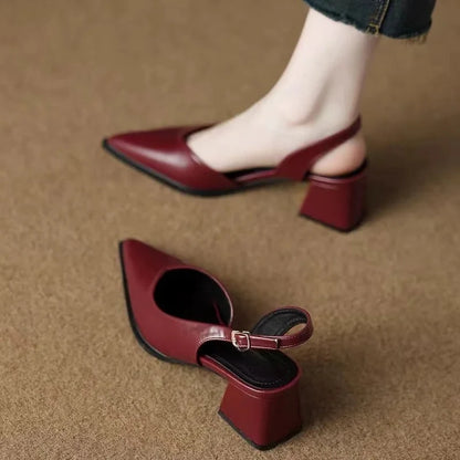 Lila | Elegant Pointed Toe Slingback Heels with Low Block Heel