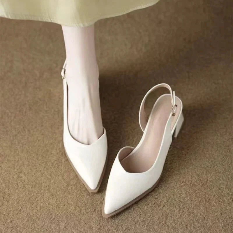 Lila | Elegant Pointed Toe Slingback Heels with Low Block Heel
