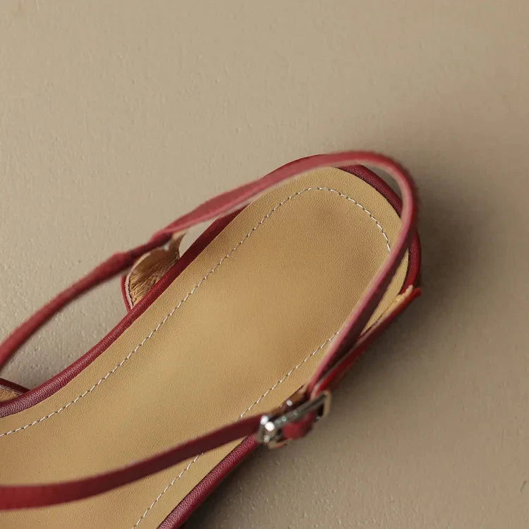 Elena | Cross-Strap Low Block Heel Flats