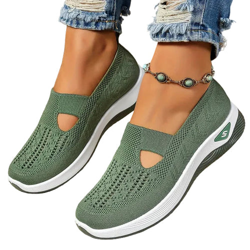 Lila | Chic Knit Mesh Slip-On Sneakers with Cutout Detail