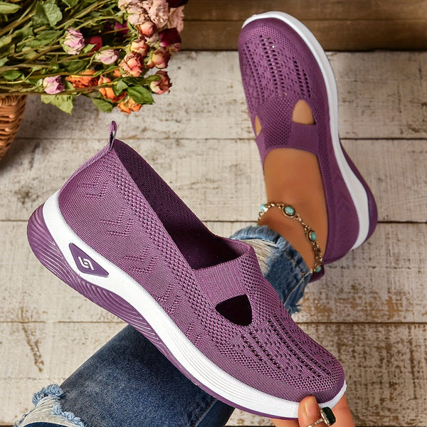 Lila | Chic Knit Mesh Slip-On Sneakers with Cutout Detail
