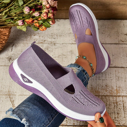 Lila | Chic Knit Mesh Slip-On Sneakers with Cutout Detail